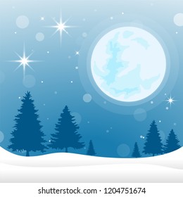 Vector Illustration: Winter Scene With Snowy Landscape. Background. EPS 10