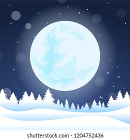 Vector illustration: Winter scene with snowy landscape. background. EPS 10