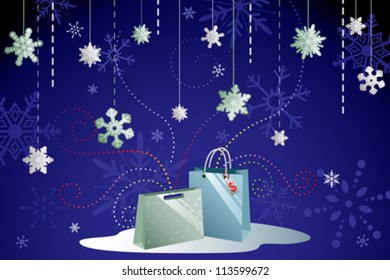 A vector illustration of winter shopping background