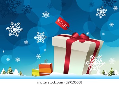 A vector illustration of winter shopping background design