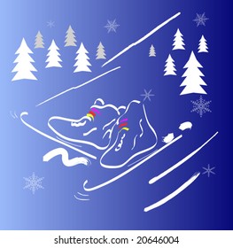 vector illustration winter ski