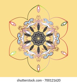 Vector illustration. Winter snowflake, vector background. Repeated texture for surface, wrapping paper, on colored background. Isolated nice snowflakes on colorful background.