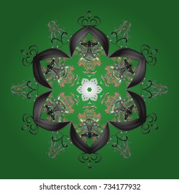 Vector illustration. Winter snowflake. Snowflake isolated on green, gray and neutral colors. Snowflake Icon.
