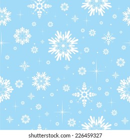 Vector illustration winter snowflakes doodles seamless background pattern