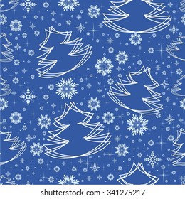 Vector illustration winter snowflakes doodles seamless background pattern