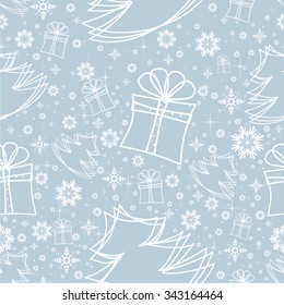 Vector illustration winter snowflakes doodles seamless background pattern