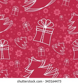 Vector illustration winter snowflakes doodles seamless background pattern