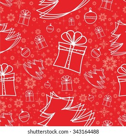 Vector illustration winter snowflakes doodles seamless background pattern
