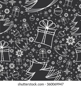 Vector illustration winter snowflakes doodles seamless background pattern
