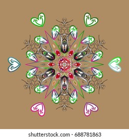 Vector illustration. Vector winter snowflakes on colorful background. Vector snowflake icon. Snowflake icon, isolated. Flat design.