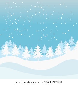 Vector Illustration Winter Snowy Landscape Tree Stock Vector (Royalty ...