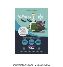 Vector illustration of winter spa flyer poster template design