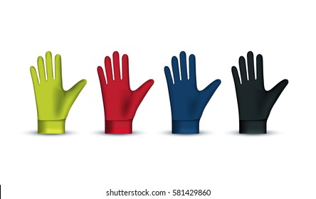 Vector illustration of winter sport gloves. Realistic illustration of sport accessories.