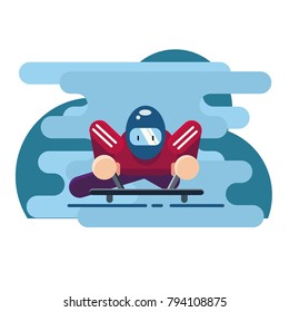 Vector illustration. Winter sport of Skeleton. Luge sport. Extreme. Flat design