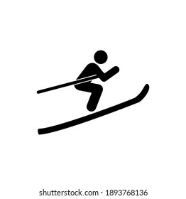 Vector Illustration Of Winter Sports Icons, Ski Jumping Icon On White Background