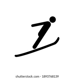 Vector Illustration Of Winter Sports Icons, Ski Jumping Icon On White Background