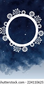 Vector illustration. Winter starry sky background with watercolor effect. Design elements template for card, invitation, social media stories, discount voucher and other.