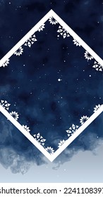 Vector illustration. Winter starry sky background with watercolor effect. Design elements template for card, invitation, social media stories, discount voucher and other.