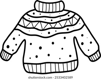 Ilustración vectorial de un suéter de invierno. Estilo de Doodle en un fondo aislado