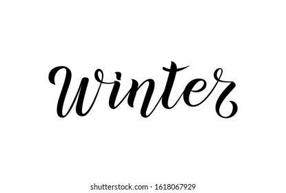 Vector illustration of Winter text for greeting card, flyer, poster. Hand sketched lettering Winter text. Black inscription on white background. EPS 10