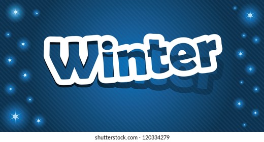 Vector illustration: Winter text. Realistic cut, takes the background color.