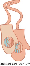Ilustración vectorial. Mitones calientes de invierno