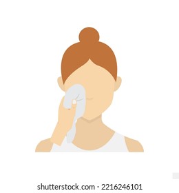 Vector illustration of wipe face icon sign and symbol. colored woman icons for website design .Simple design on white background.