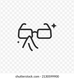 Vector illustration of wipe glasses icon in dark color and transparent background(png).