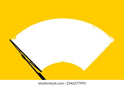 Vector illustration of a wiper cleans the glass on a yellow background.