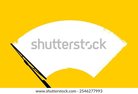 Vector illustration of a wiper cleans the glass on a yellow background.