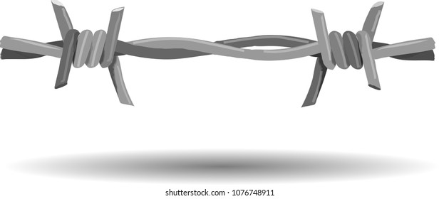 Vector illustration wire barb fence background isolated on white. Protection concept design. Barbed wire silhouettes