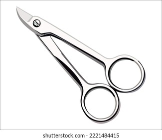 Vector Illustration of Wire Cutting Scissors for cutting sutures in preparation for removal isolated on white background. Gardening hand tools