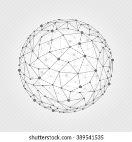 Vector illustration wireframe 3D mesh polygonal vector sphere. Network line, design sphere, dot and structure.