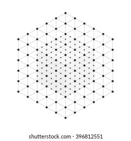 Vector illustration wireframe 3D mesh polygonal vector cube. Network line, design cube, dot and structure.