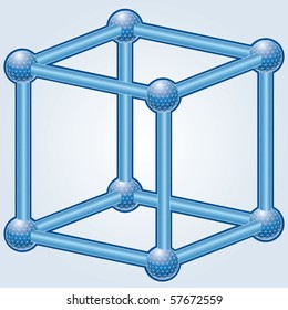 vector illustration of the wire-frame blue cube