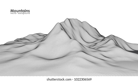 Vector illustration: wireframe mountains landscape.