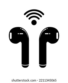 Vector Illustration Of Wireless Earbuds Icon On White Background