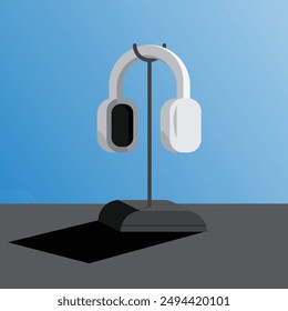 Vector illustration of Wireless Headphone on a stand.