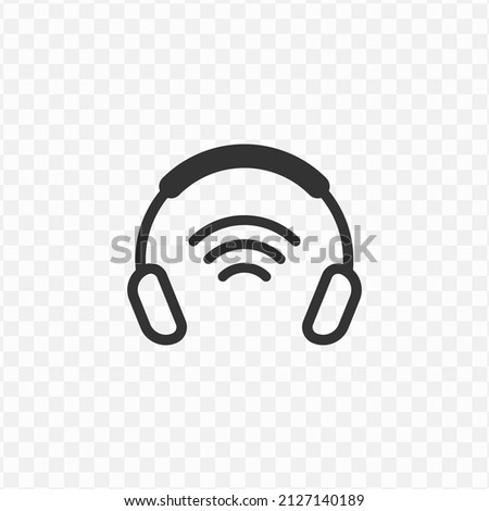 Vector illustration of wireless headphones icon in dark color and transparent background(png).