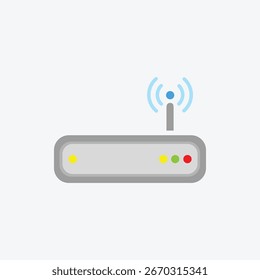 Ilustración vectorial de un ícono de enrutador inalámbrico, que simboliza Internet, redes y conectividad WiFi.