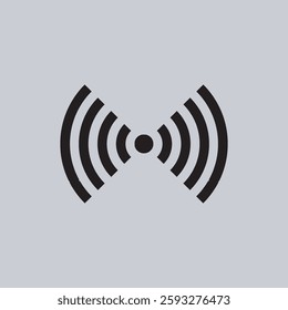 A vector illustration of a wireless signal icon, designed in a clean and modern style. The icon should feature a central point or router emitting curved signal waves, symbolizing Wi-Fi or wireless