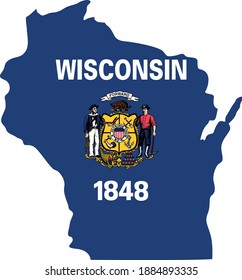 ilustración vectorial del mapa y bandera de Wisconsin