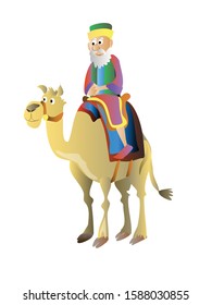 Vector illustration of Wiseman on Camel 