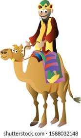 Vektorillustration-Illustration von Wiseman auf einem Kamel