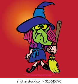 Vector illustration of Witch Cartoon Characters