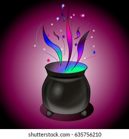 Vector illustration of witch cauldron to Halloween.