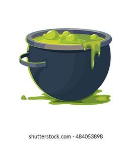 Vector Illustration of Witch Cauldron isolate on white background. Symbol of halloween party.