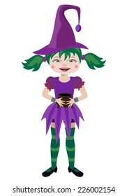 Vector illustration. Witch character for Halloween. 
