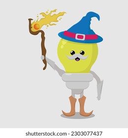 vector illustration of witch character with lamp shape.