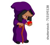 vector illustration of witch holding an apple